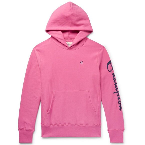 Champion | Todd Snyder Logo-Print Loopback Cotton Jersey Hoodie in Pink - Picture 1 of 11